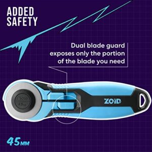 Zoid 45mm Rotary Cutter with Grip, Fabric Cutter Wheel, Rotary Cutter Blade, Mat Cutter, Craft Cutting Tool, Freehand Tool For Fabrics, Mats and Multiple Projects