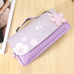 Limnyves Purple Blossom Pencil Case PU Leather Pencil Case Stationery Pencil Case Pencil Case Pencil Case