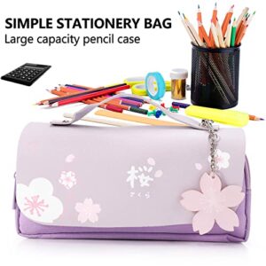 Limnyves Purple Blossom Pencil Case PU Leather Pencil Case Stationery Pencil Case Pencil Case Pencil Case