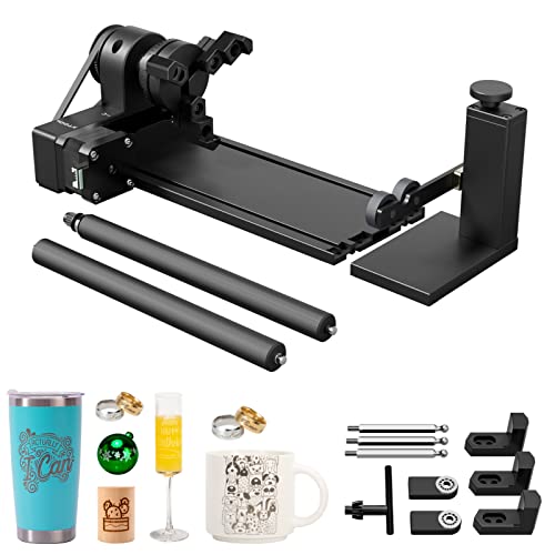 xTool RA2 Pro, 4-in-1 Laser Rotary for xTool D1, D1 Pro and Most Laser Engraver, Jaw Chuck Rotary, Y-axis Rotary Roller Engraving Module for Engraving Cylindrical Objects, Wine Glass, Tumbler, Ring