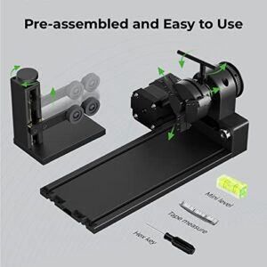 xTool RA2 Pro, 4-in-1 Laser Rotary for xTool D1, D1 Pro and Most Laser Engraver, Jaw Chuck Rotary, Y-axis Rotary Roller Engraving Module for Engraving Cylindrical Objects, Wine Glass, Tumbler, Ring