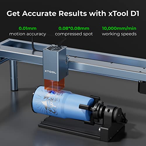 xTool RA2 Pro, 4-in-1 Laser Rotary for xTool D1, D1 Pro and Most Laser Engraver, Jaw Chuck Rotary, Y-axis Rotary Roller Engraving Module for Engraving Cylindrical Objects, Wine Glass, Tumbler, Ring