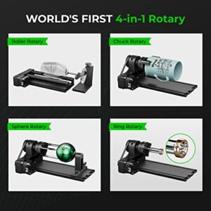 xTool RA2 Pro, 4-in-1 Laser Rotary for xTool D1, D1 Pro and Most Laser Engraver, Jaw Chuck Rotary, Y-axis Rotary Roller Engraving Module for Engraving Cylindrical Objects, Wine Glass, Tumbler, Ring