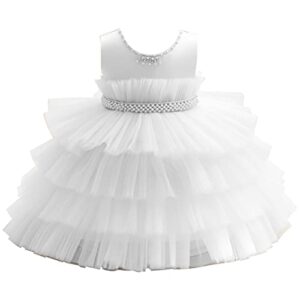 yoojia newborn sleeveless flowers party dresses for baby girls wedding birthday dress christening baptism ball gowns white 9-12 months