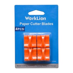 worklion paper trimmer replacement blades with automatic security safeguard design – a4 paper cutter blade refill (4 pack)
