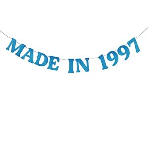weiandbo made in 1997 blue glitter banner,pre-strung,26th birthday party decorations bunting sign backdrops,made in 1997