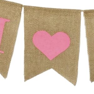 Shimmer Anna Shine Oh Baby Burlap Banner for Baby Shower Decorations and Gender Reveal Party (Pink)