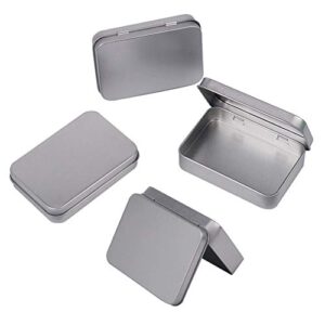 lasenersm 4 pieces rectangular empty hinged tin box containers hinged metal storage container for home storage or outdoor active storage 4.52 x 3.34 x 0.86 inch