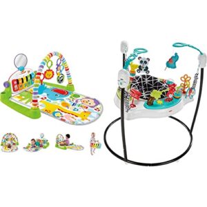 fisher-price deluxe kick ‘n play piano gym, green, gender neutral (frustration free packaging) fisher-price animal wonders jumperoo, white