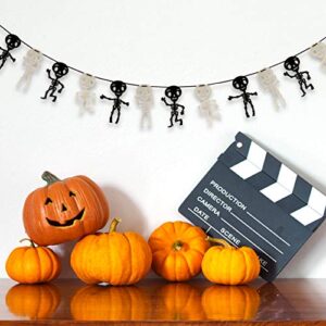 9 Foot Halloween Garland Felt Banner Chain Decorations Indoor and Outdoor Party Supplies Accessories 18 Feet Total Pack of 2 Designs Black & White Skeletons and Bat Pumpkin & Ghosts by Gift Boutique