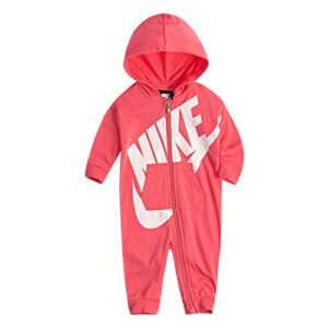 nike baby hooded coverall, pink nebula, 9 months
