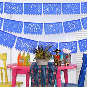 5 pk Fiesta Party Supplies, Royal Blue Mexican Banner Flags, 50 Panels of Papel Picado, 60ft Tissue Paper Garland Perfect for birthdays, weddings, quinceaneras, taco bar ws2030