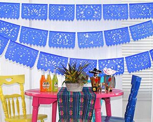 5 pk fiesta party supplies, royal blue mexican banner flags, 50 panels of papel picado, 60ft tissue paper garland perfect for birthdays, weddings, quinceaneras, taco bar ws2030