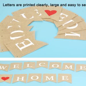 Welcome Home Banner, Rustic Burlap Welcome Home Signs, Welcome Home Decorations, Heart Garland Banner for Wall/Front Door