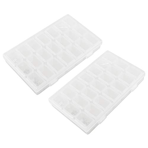 Healifty 2pcs Nail Art Storage Box 21 Grids Clear Plastic Jewelry Box Organizer Diamond Embroidery Box for Nail Art DIY Craft