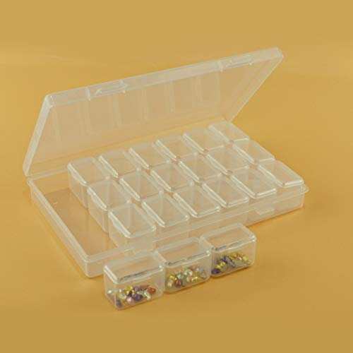 Healifty 2pcs Nail Art Storage Box 21 Grids Clear Plastic Jewelry Box Organizer Diamond Embroidery Box for Nail Art DIY Craft