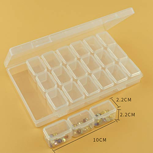 Healifty 2pcs Nail Art Storage Box 21 Grids Clear Plastic Jewelry Box Organizer Diamond Embroidery Box for Nail Art DIY Craft