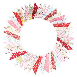 32.8ft 36pcs pennant banners, floral theme string triangle bunting flags colorful cotton cloth banner, garland for grand opening festival christmas decorations.