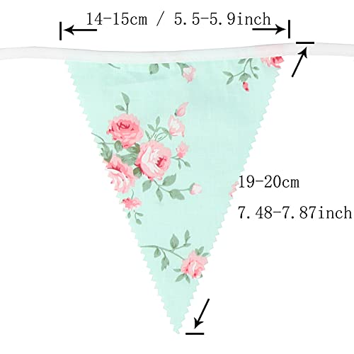 32.8ft 36pcs Pennant Banners, Floral Theme String Triangle Bunting Flags Colorful Cotton Cloth Banner, Garland for Grand Opening Festival Christmas Decorations.