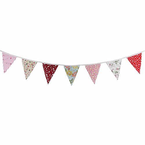 32.8ft 36pcs Pennant Banners, Floral Theme String Triangle Bunting Flags Colorful Cotton Cloth Banner, Garland for Grand Opening Festival Christmas Decorations.