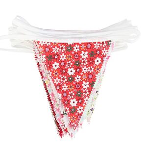 32.8ft 36pcs Pennant Banners, Floral Theme String Triangle Bunting Flags Colorful Cotton Cloth Banner, Garland for Grand Opening Festival Christmas Decorations.