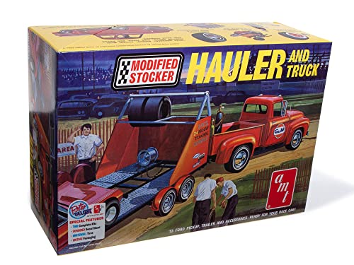 AMT 1953 Ford Pickup Modified Stocker Hauler Gulf 1:25 Scale Model Kit