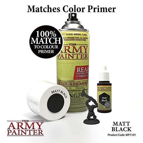 The Army Painter Matt Black Warpaint - Acrylic Non-Toxic Heavily Pigmented Water Based Paint for Tabletop Roleplaying, Boardgames, and Wargames Miniature Model Painting- 18 ml