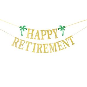 gold glittery happy retirement banner, official retired decor – retirement party decorations supplies