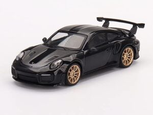 911 (991) gt2 rs weissach package black with carbon stripes ltd ed to 3960 pcs worldwide 1/64 diecast model car by true scale miniatures mgt00401