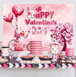 valentines day party banner decorations – pink happy valentine’s day photo props backdrops decor, 6x4ft large backgrounds for love wall outdoor garden decor, washable tablecloth for party supplies