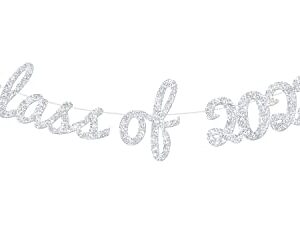 Class of 2023 Banner, 2023 Graduation Banner, Congrats Grad, 2023 Graduation Party Decoration Supply Silver Glitter