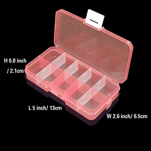 Plastic Jewelry Organizer Box Organizer Box Storage Container with Adjustable Divider Removable 10 Grids (Orange)