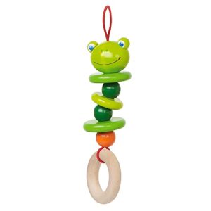 HABA Color Fun Play Gym - Wooden Activity Center with Adjustable Height, Sliding Discs and Dangling Frog