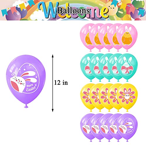 IRCOR Easter Decorations Easter Party Decorations with Banner Balloons Backdrop & Hanging Swirls