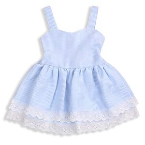 toddler girl dress cool summer young girl blue striped lace suspender party pageant dress