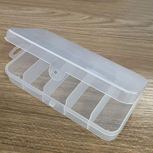 RuiLing 3pcs Multifunctional Portable 5-Grid Clear Visible Plastic Fishing Tackle Accessory Box 5 Compartments Jewelry Making Findings Organizer 4.96 x 2.44 x 1 Inch