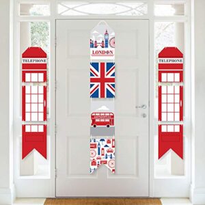 big dot of happiness cheerio, london – hanging vertical paper door banners – british uk party wall decoration kit – indoor door decor