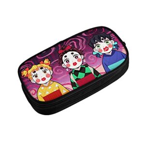 Anime Pencil Case Kimetsu No Yaiba Pencil Bag Cute Cosmetic Bag Cartoon Portable Large-Capacity Storage Bag Adult And Adolescent School Supplies