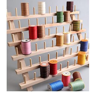 BAENRCY 4-Pack 60-Spool Wooden Thread Holder Sewing and Embroidery Thread Rack and Organizer Thread Rack for Sewing with Hook