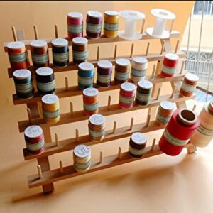 BAENRCY 4-Pack 60-Spool Wooden Thread Holder Sewing and Embroidery Thread Rack and Organizer Thread Rack for Sewing with Hook