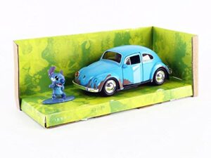jada toys disney lilo and stitch 1:32 volkswagen beetle die-cast car w/ 1.65″ stitch figure, toys for kids and adults