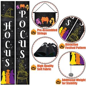 Halloween Front Porch Decor - Hocus Pocus Porch Sign Hanging Decorations Banner Outside