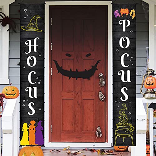 Halloween Front Porch Decor - Hocus Pocus Porch Sign Hanging Decorations Banner Outside