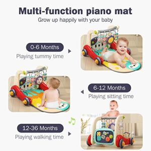 3 in 1 Baby Play Mat Baby Gym, Floor Activity Center and Infant Baby Walker - Toddler Push Walker, Play Piano Tummy Time,Boy & Girl Gifts for Newborn Baby Toddler 0 to 3 6 9 12 Months