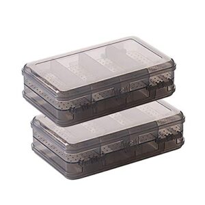 uuyyeo 2 pcs clear plastic double layer jewelry boxes organizer storage container for earrings necklaces hair clips grey