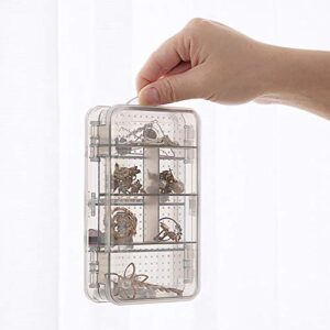 UUYYEO 2 Pcs Clear Plastic Double Layer Jewelry Boxes Organizer Storage Container for Earrings Necklaces Hair Clips Grey