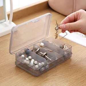 UUYYEO 2 Pcs Clear Plastic Double Layer Jewelry Boxes Organizer Storage Container for Earrings Necklaces Hair Clips Grey