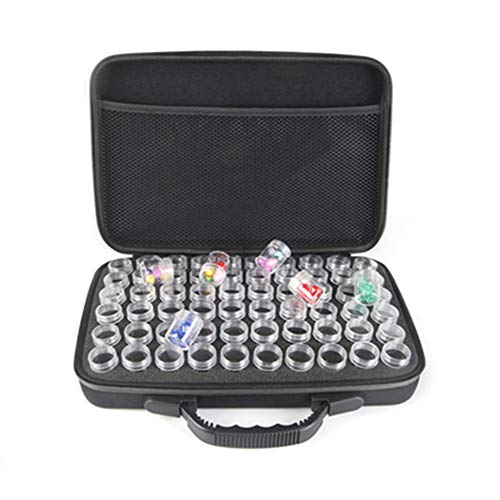 WDSDMJM EVA Storage Box 60 Slot Diamond Painting Storage Case Tool Diamond Painting Bag Beads Organizer Accessories 60 Grids Shockproof High Capacity Hand Bag Zipper Design (Black).