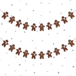 jetec 2 pieces christmas gingerbread man banner cute gingerbread garland decorations wooden christmas bunting banner hanging gingerbread man banner for home, 6.6 ft each