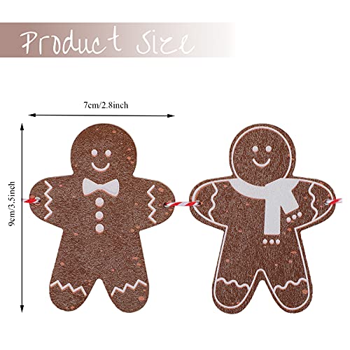 Jetec 2 Pieces Christmas Gingerbread Man Banner Cute Gingerbread Garland Decorations Wooden Christmas Bunting Banner Hanging Gingerbread Man Banner for Home, 6.6 Ft Each